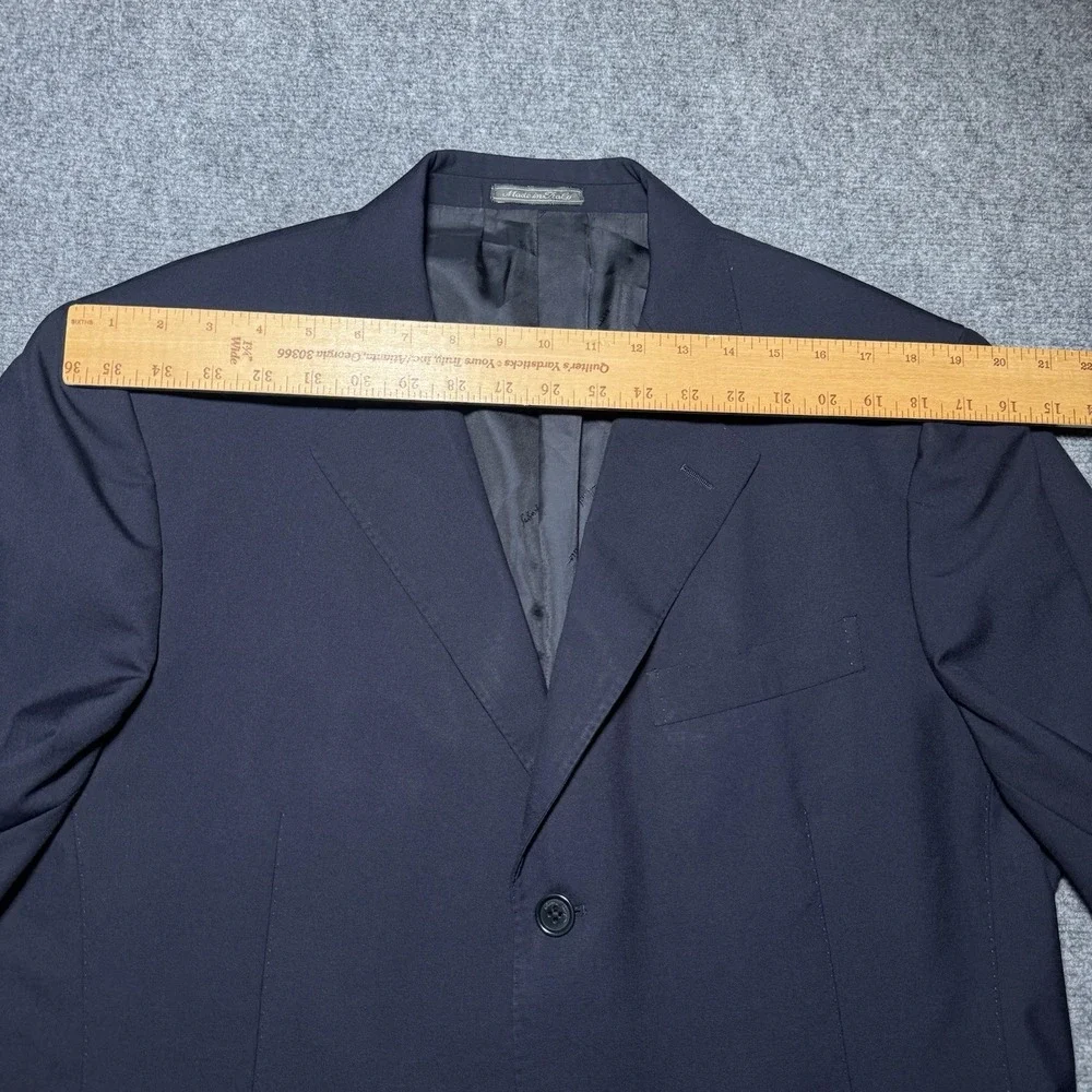 Salvatore Ferragamo Blazer 54 Navy‎ Blue Cotton Jacket Coat Wool 3-Butotn READ